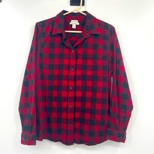 L.L. Bean Men’s Red & Black Plaid Flannel Shirt – Size Medium